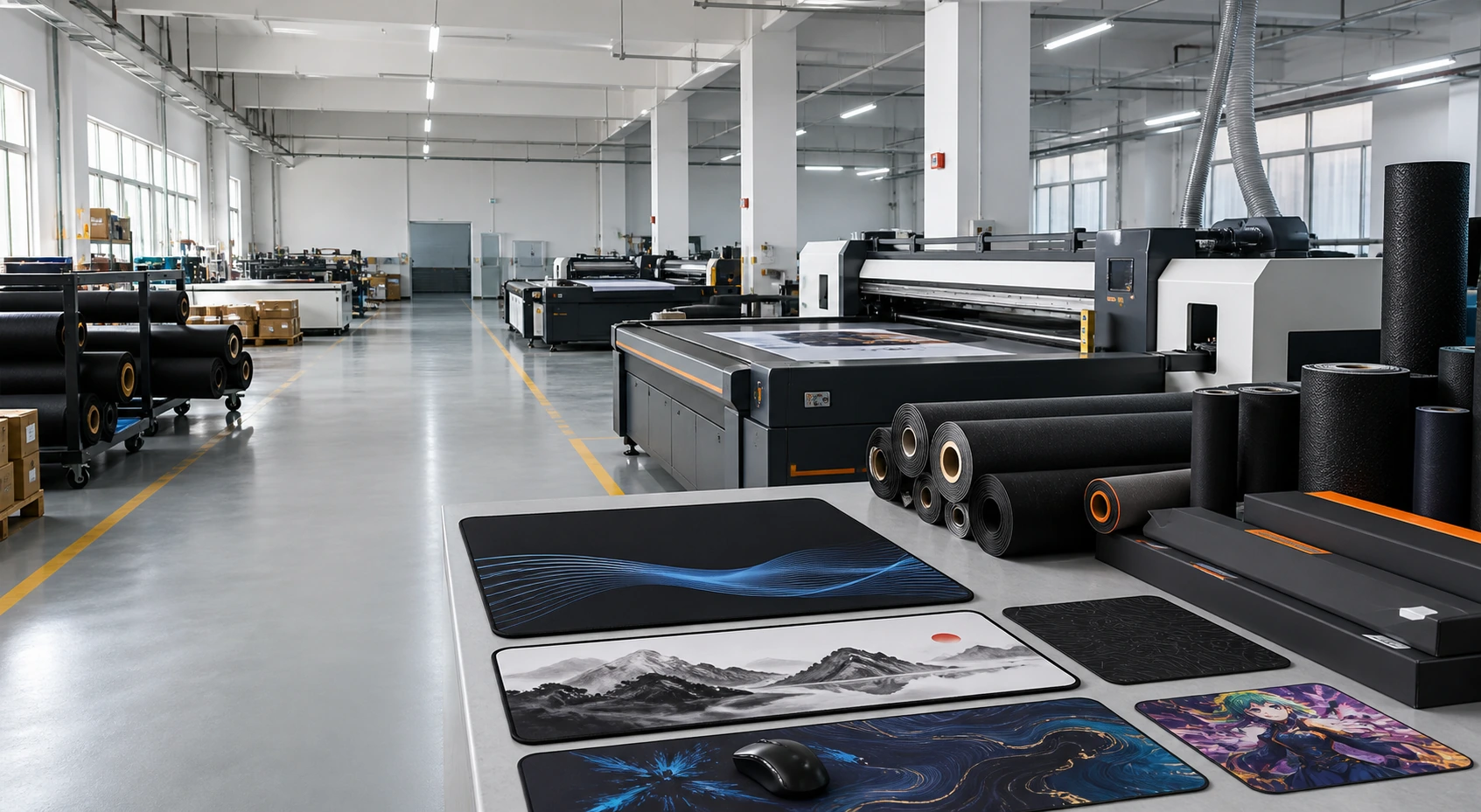 Aotumi Mats factory production area for custom mouse pads and rubber mats