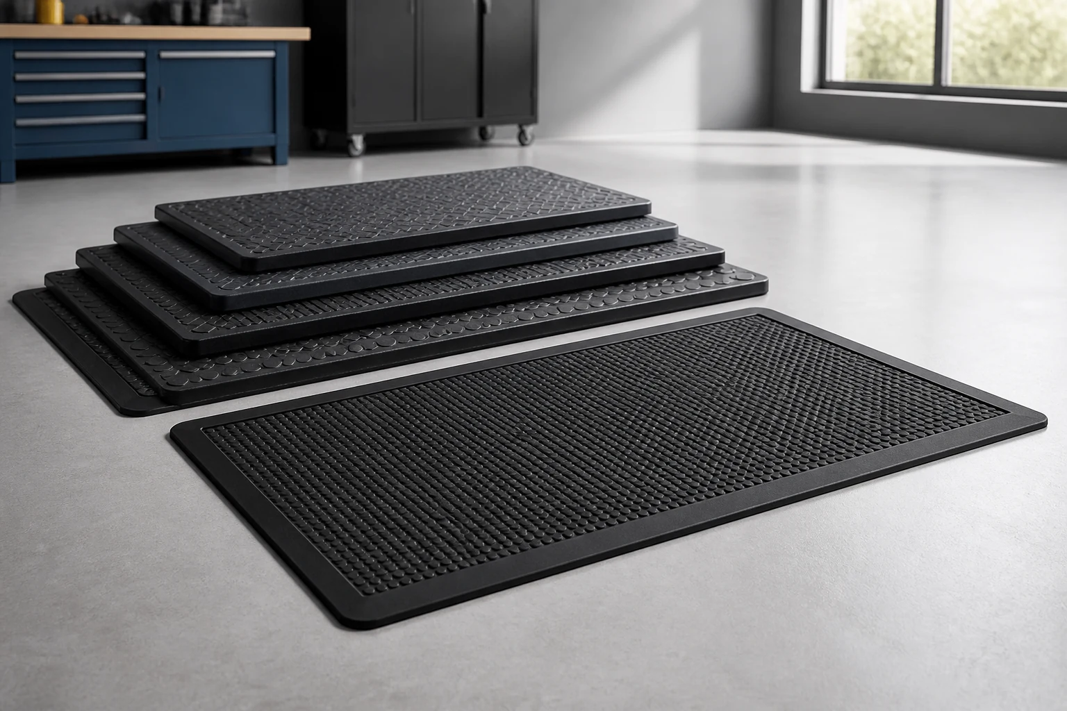 Anti-slip rubber floor mats with textured surfaces for commercial OEM applications