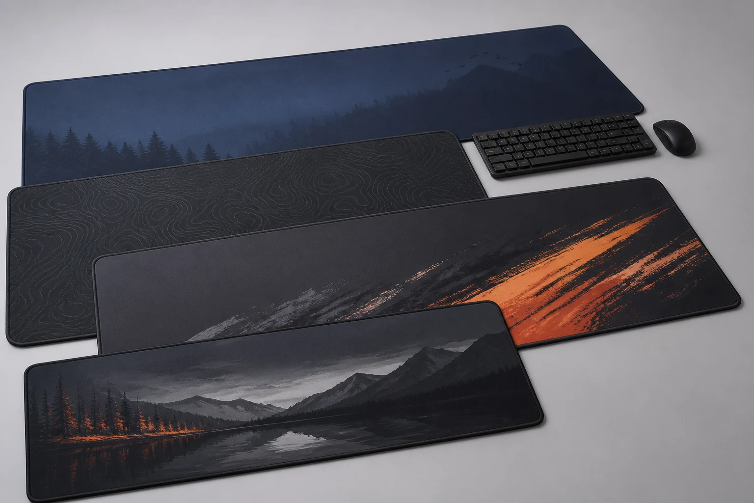 Extended gaming mouse pads with custom artwork for OEM wholesale orders