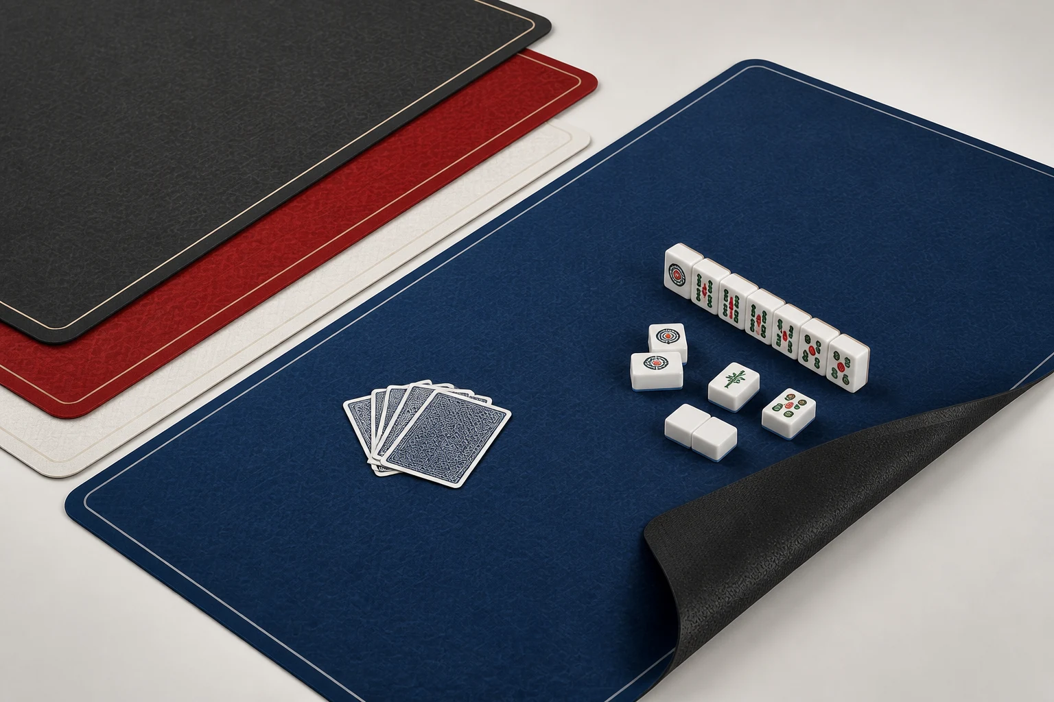 Custom mahjong mats and card game mats with printed fabric surfaces for wholesale