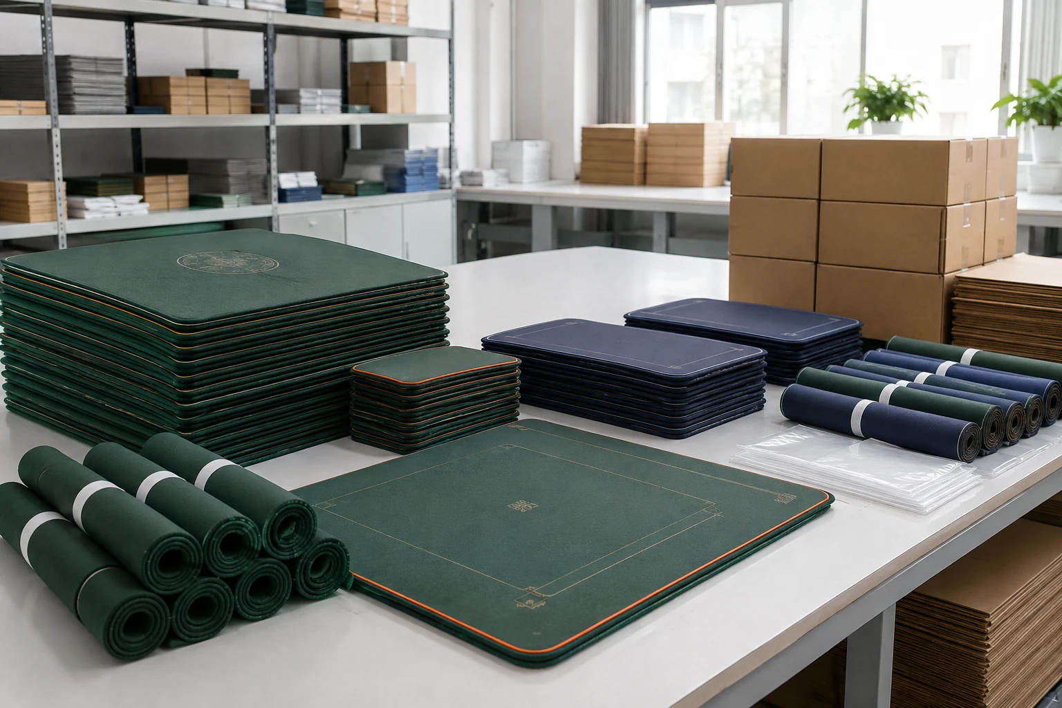 Mahjong mat and card game mat OEM packaging and bulk order preparation