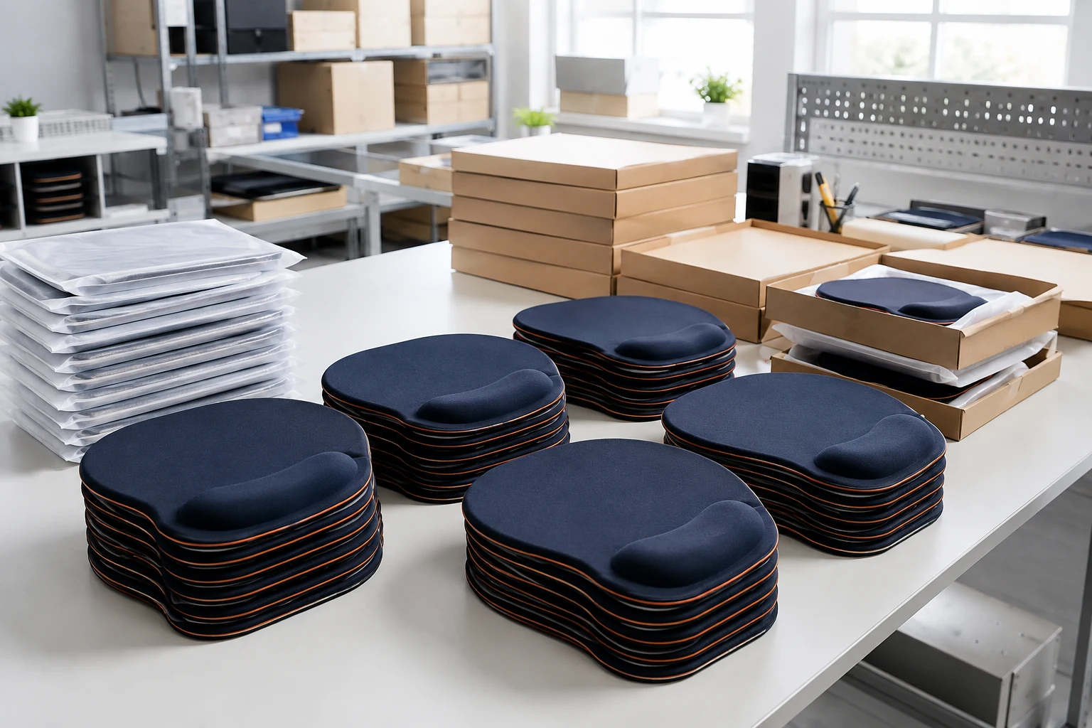 Wrist rest mouse pad OEM packaging and bulk order preparation workstation
