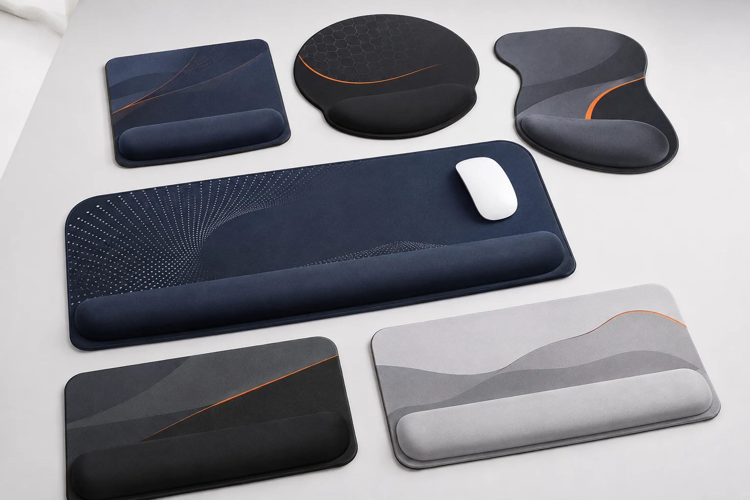 Wrist rest mouse pad product range in compact and extended OEM formats